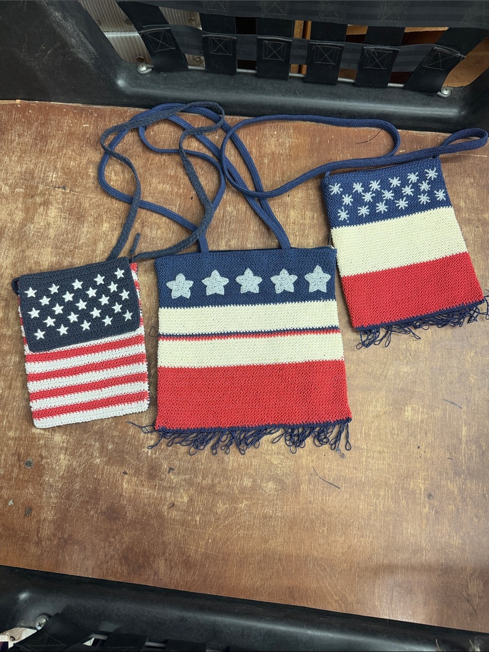 Patriotic Knit Crossbody Bag Trio - Stars & Stripes